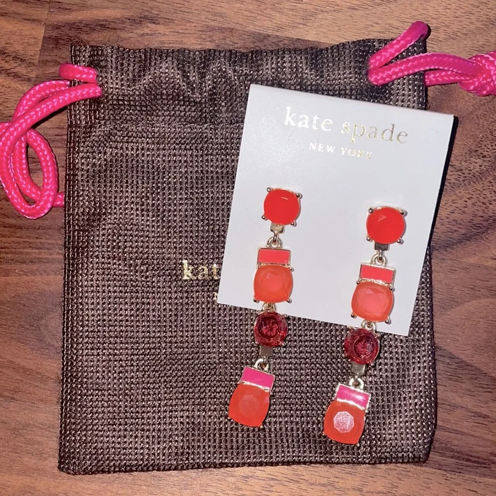 🚨RARE🚨 Kate Spade Jewel Cushion Dangle Earrings Y2K Preppy Glam Dopamine